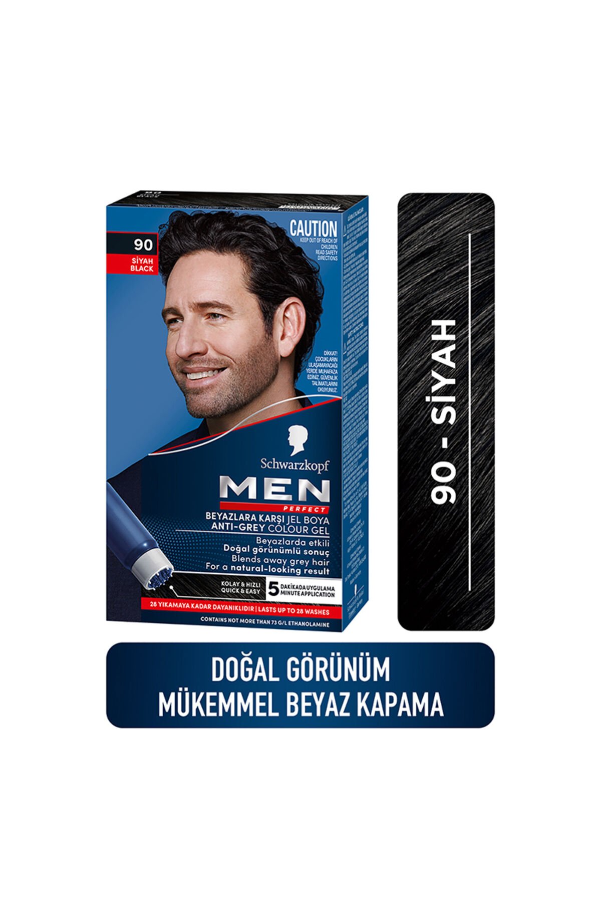 Schwarzkopf Men Perfect Saç Boyası 90- Siyah-Kolay ve Hızlı Beyaz Kapama (No Color)
