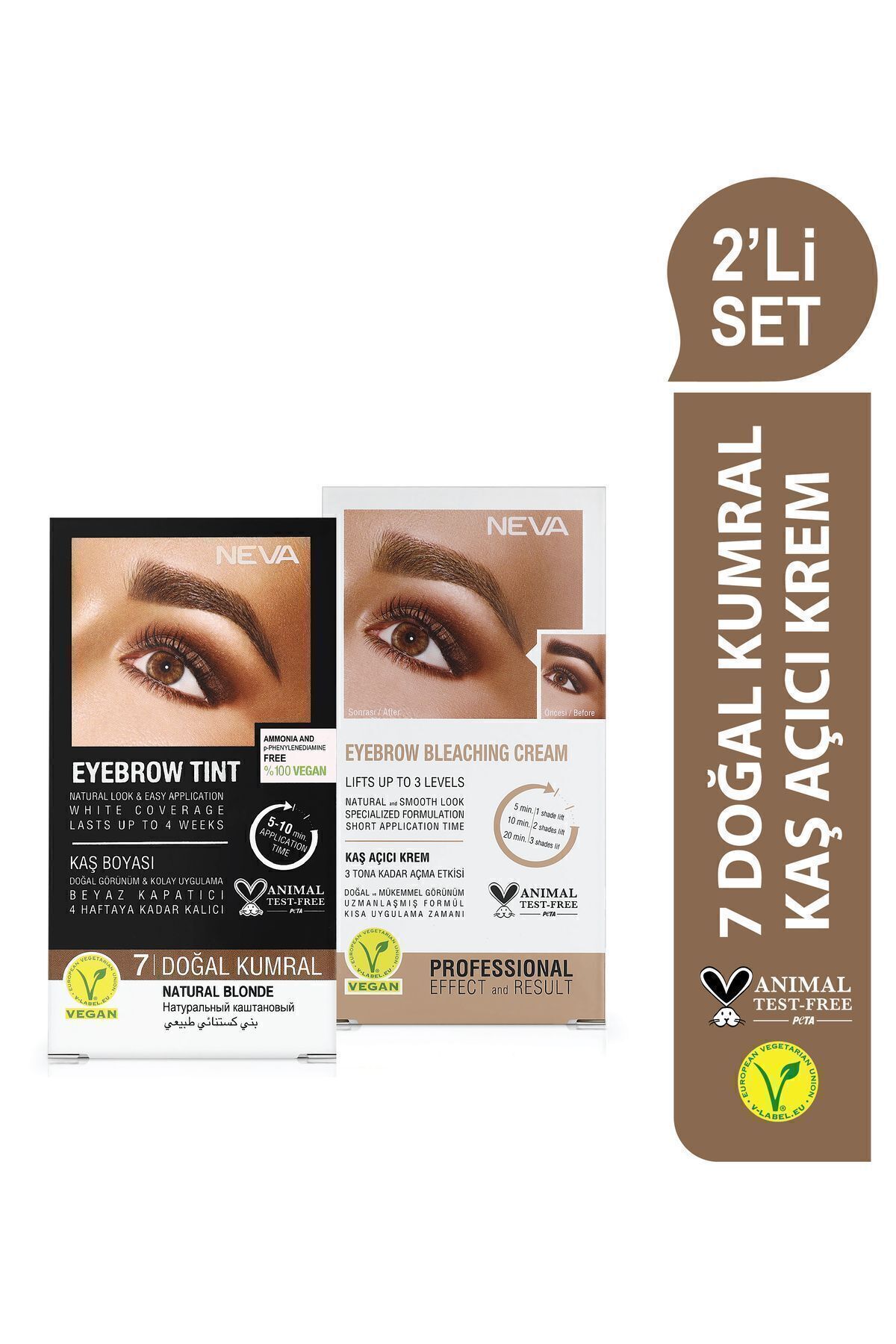 2'Lİ SET Kaş Boyası 7 DOĞAL KUMRAL + Kaş Açıcı Krem (vegan) Doğal Kumral + Kaş Açıcı Krem