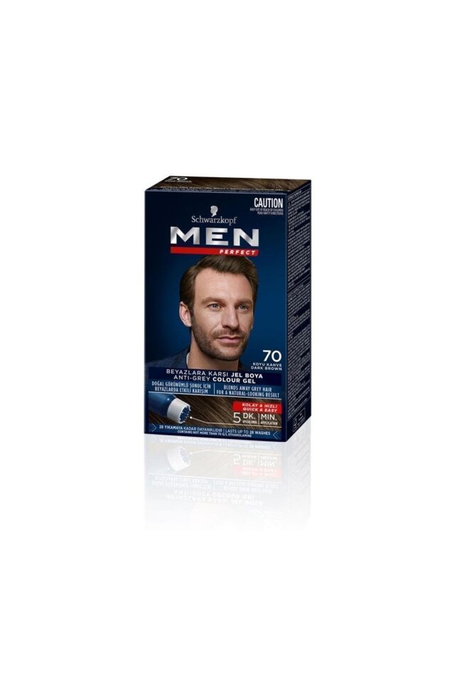 Schwarzkopf Men Perfect Saç Boyası 70- Koyu Kahve-Kolay ve Hızlı Beyaz Kapama - 3 ADET Koyu Kahve