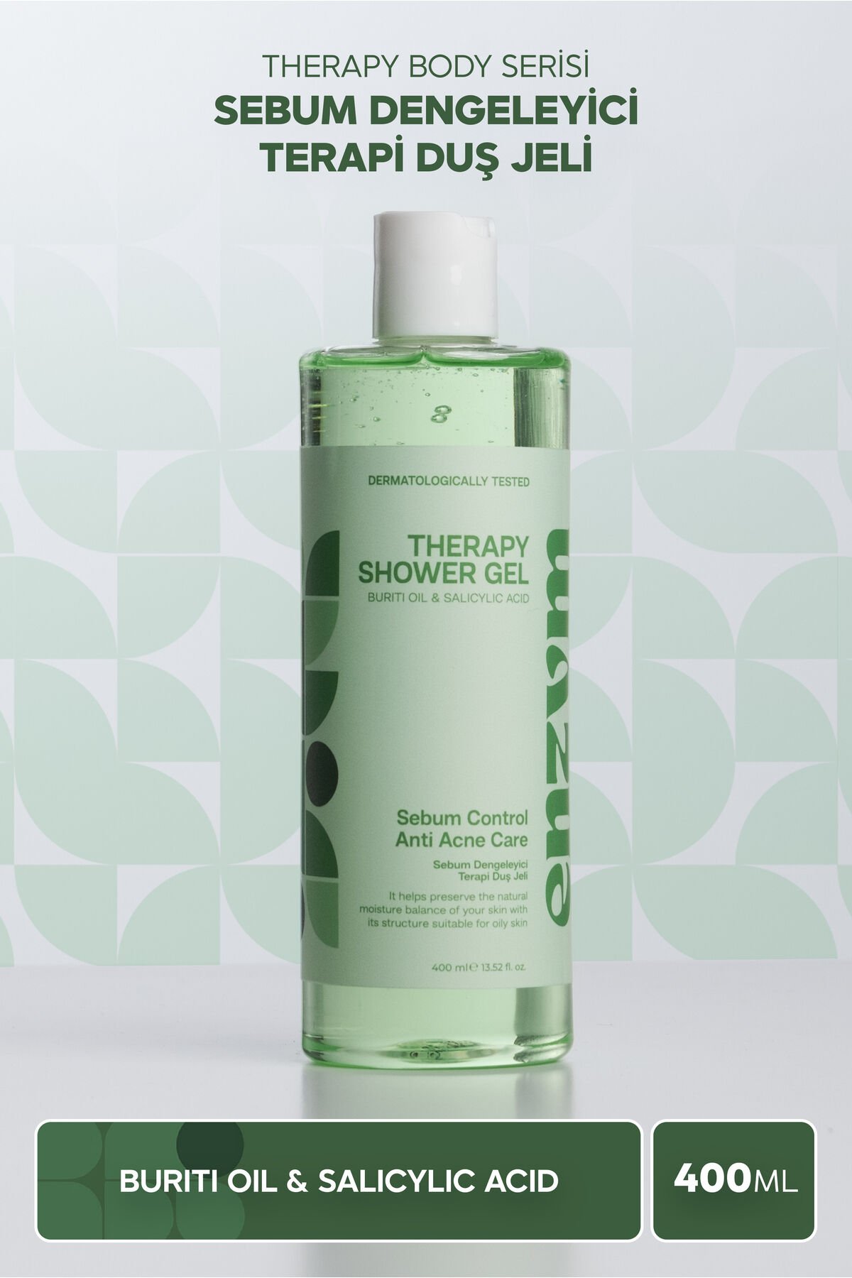 Yağlı Ciltlere Özel, Akne Karşıtı, Sebum Dengeleyici Duş Jeli 400 ml (Salisilik Asit)