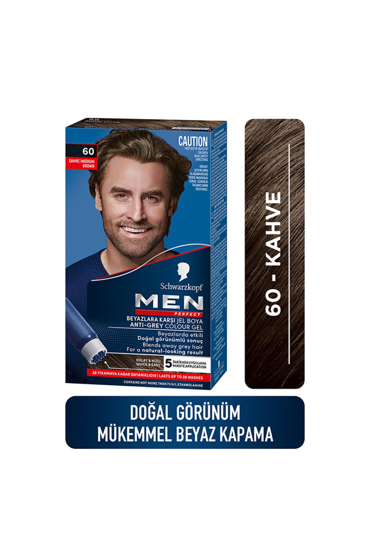 Schwarzkopf Men Perfect Saç Boyası 60- Kahve-Kolay ve Hızlı Beyaz Kapama