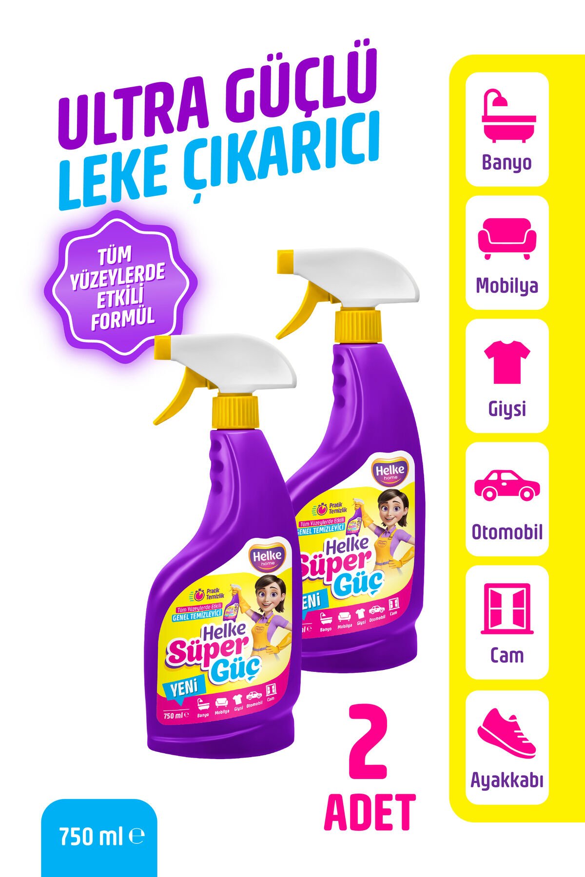 2'li Helke Süper Güç Etkili Leke Çıkarıcı Sprey 750ml
