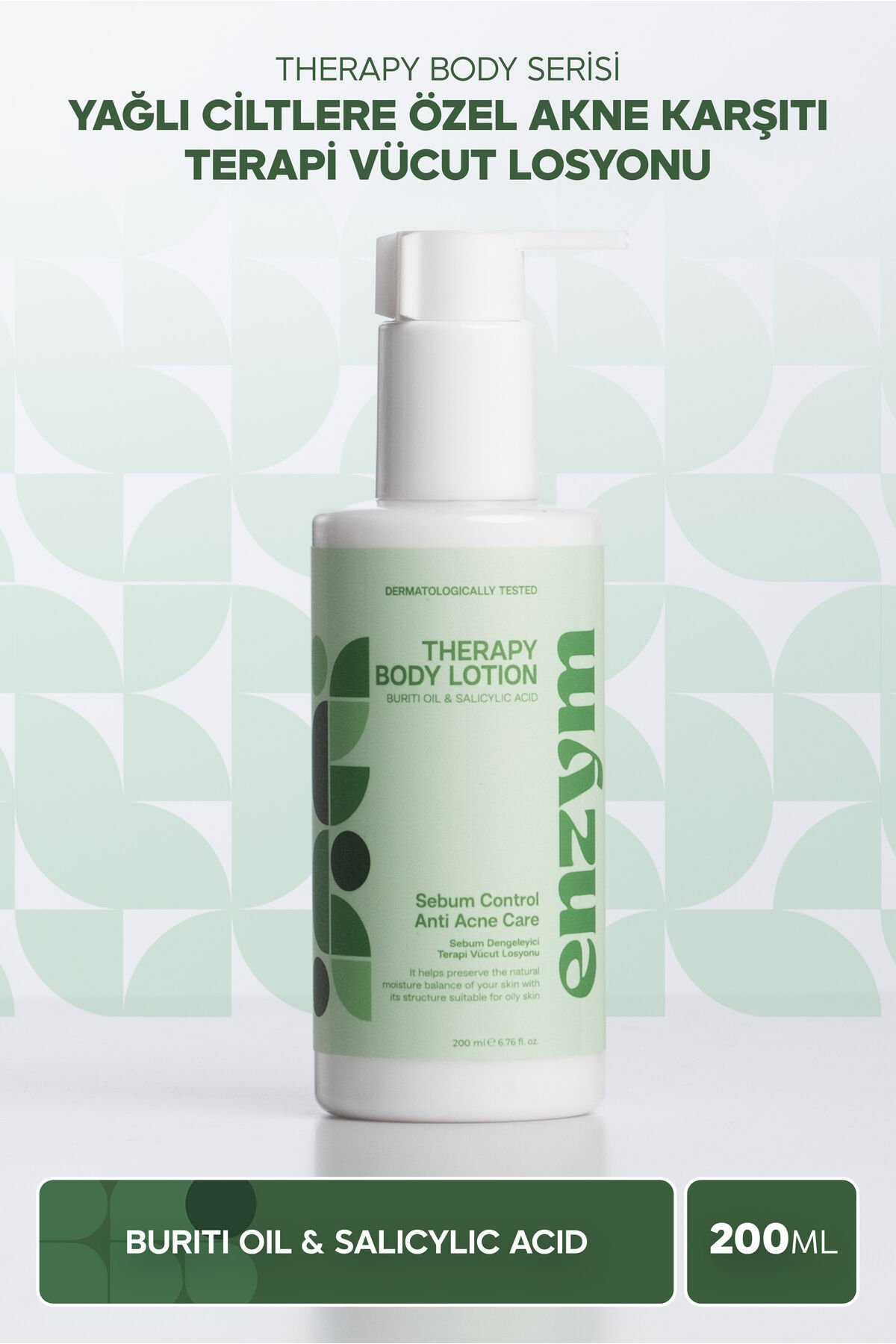 Yağlı Ciltlere Özel Akne Karşıtı, Sebum Dengeleyici Vücut Losyonu 200 ml (Salisilik Asit)