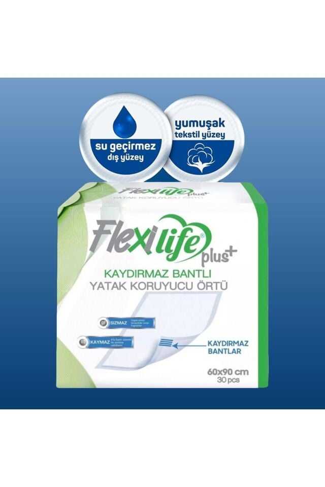 Flexilifeplus Hasta Altı Bezi Kaydırmaz Bantlı Yatak Koruyucu Örtü 60x90 Cm 30 Lu 1 Paket
