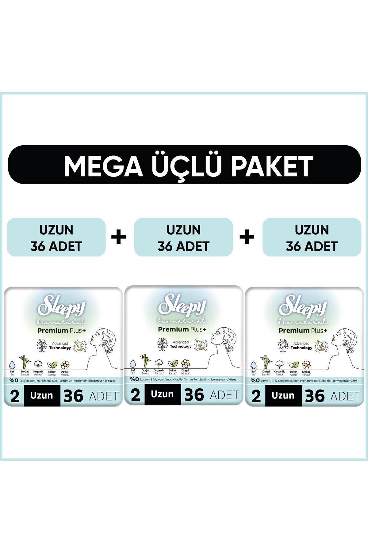 Bio Natural Premium Plus Hijyenik Ped Mega Paket Uzun 36X3 (108 Adet)