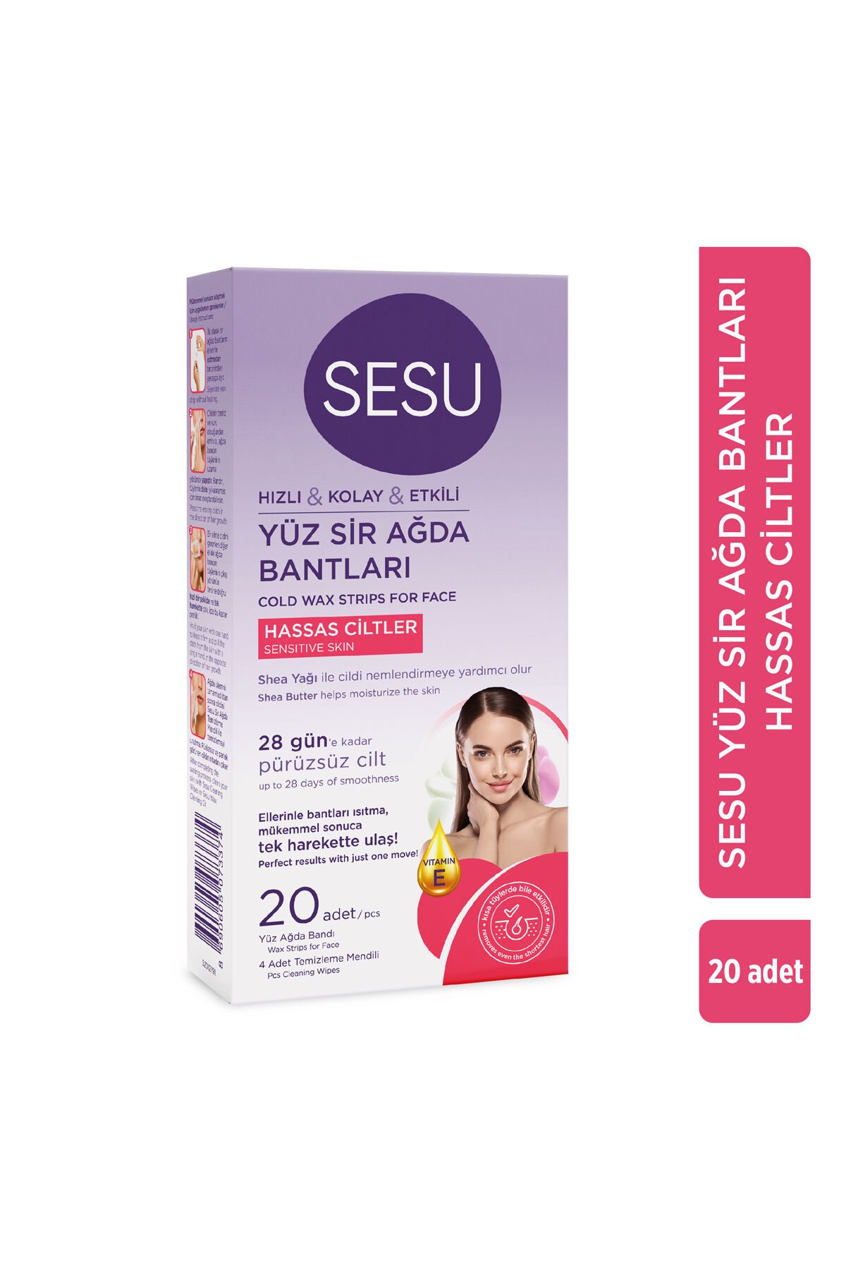 Yüz Sir Ağda Bandı Hassas Ciltler 20 Li