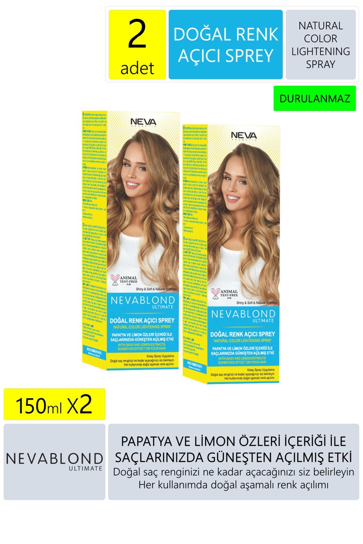 0nevablond Ultimate Doğal Renk Açıcı Sprey 150 ml X2