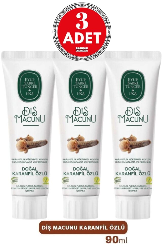 Doğal Karanfil Özlü Diş Macunu 90 ml 3 Adet