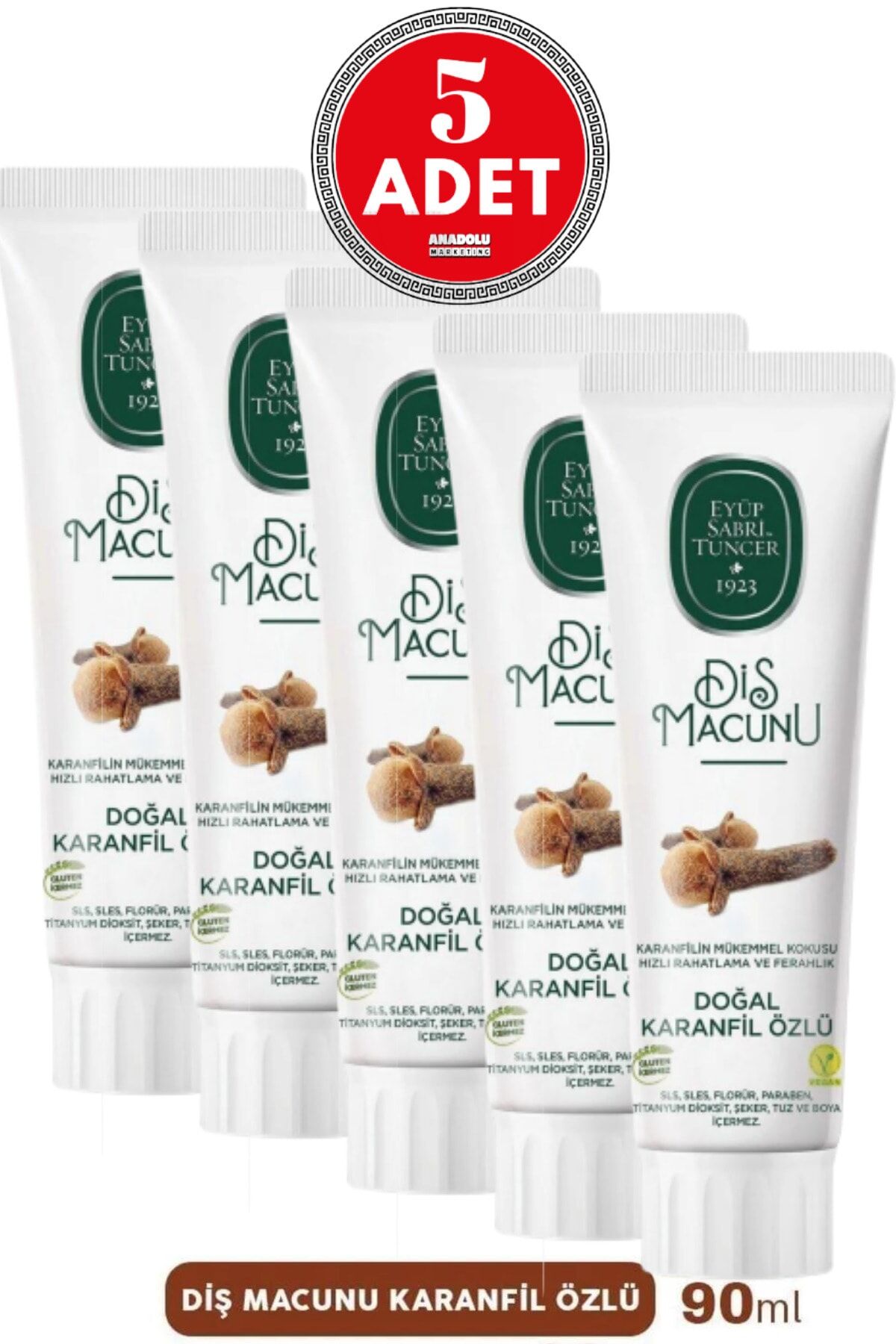 Doğal Karanfil Özlü Diş Macunu 90 ml 5 Adet