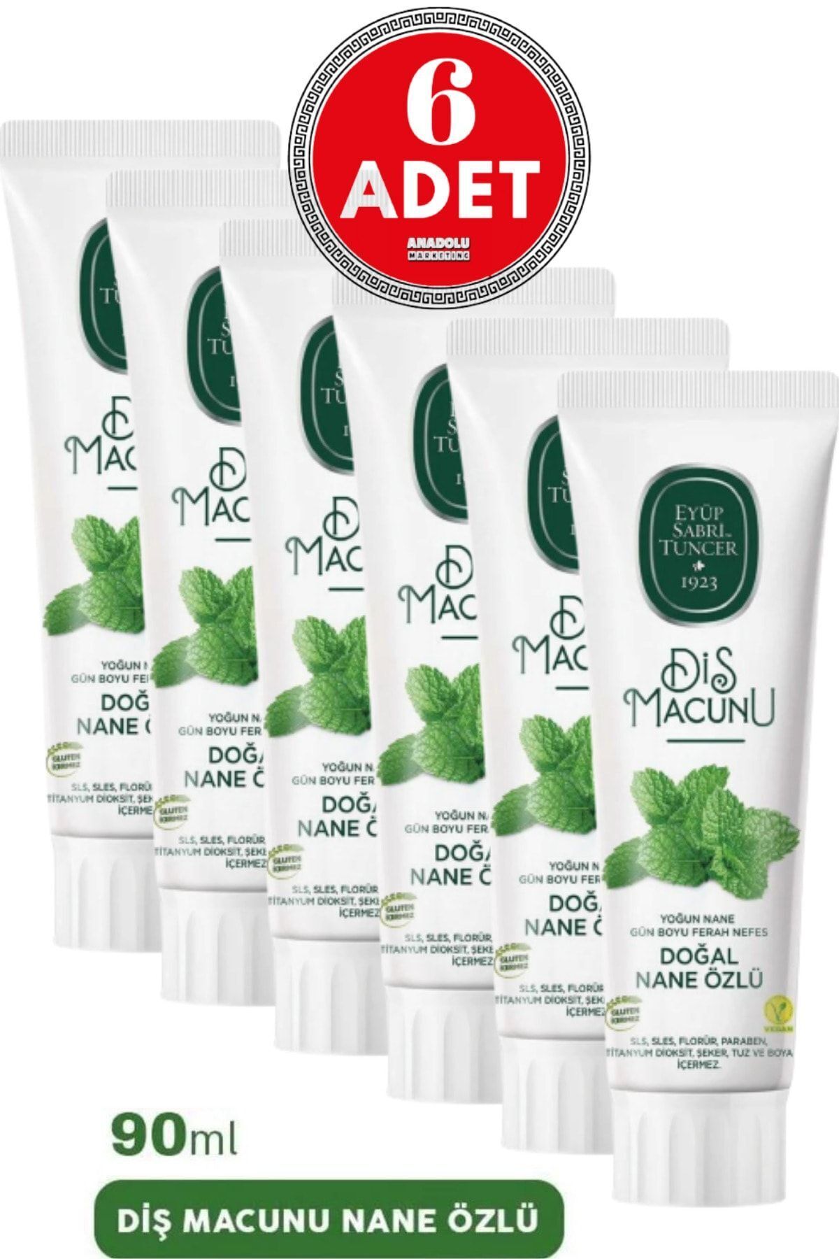 Doğal Diş Macunu 90 Ml Nane Özlü X 6 Adet
