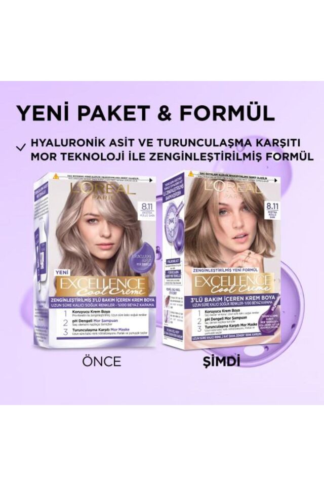 L'Oréal Paris Excellence Cool Creme 8.11 Ekstra Küllü Sarı Saç Boyası