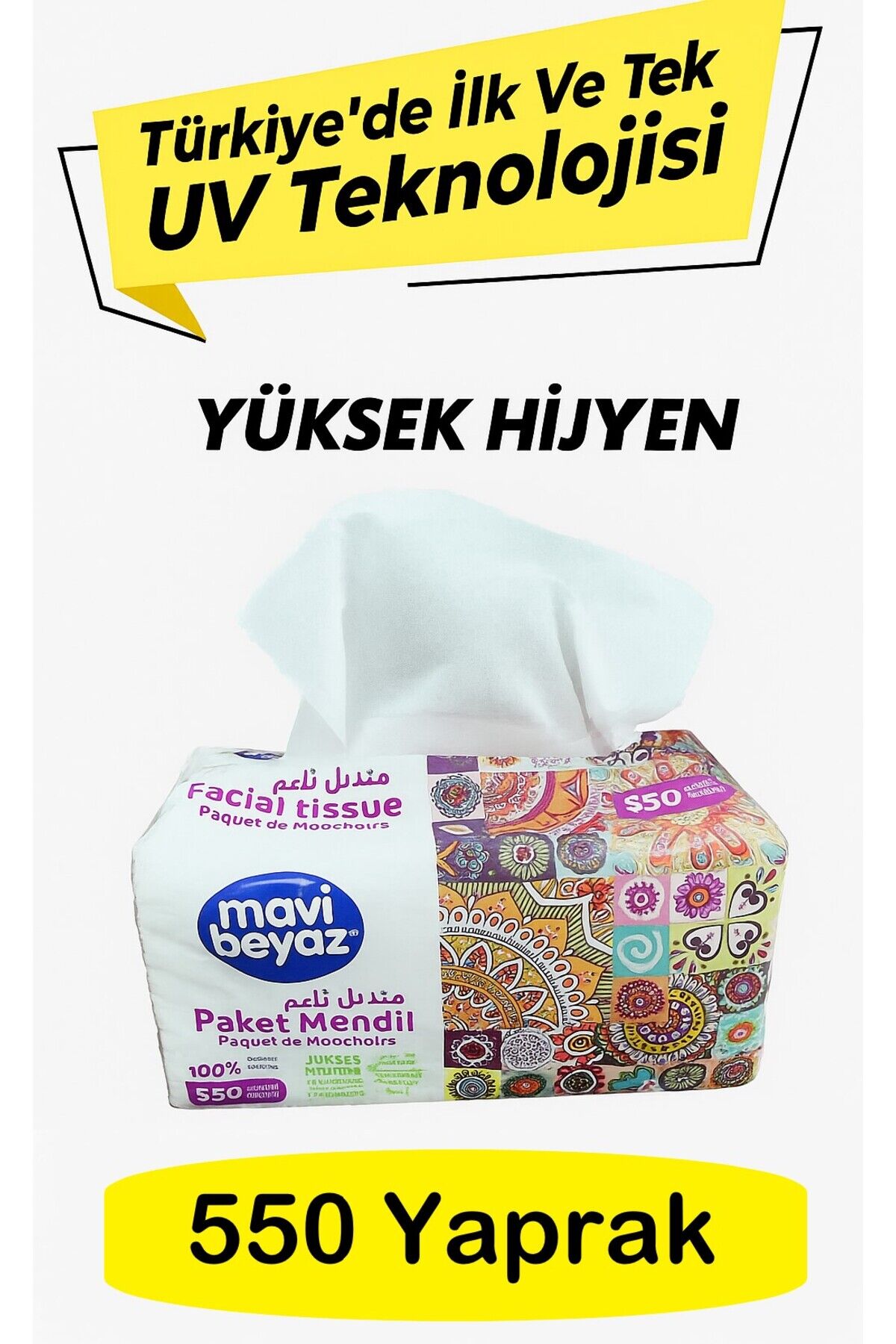 Pratik Paket Çek Kullan Mendil - Peçete 550 Yaprak