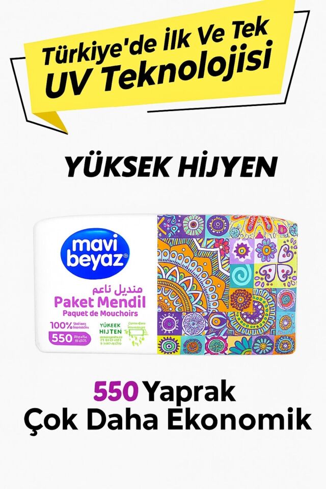 Pratik Paket Çek Kullan Mendil - Peçete 3x550 Yaprak