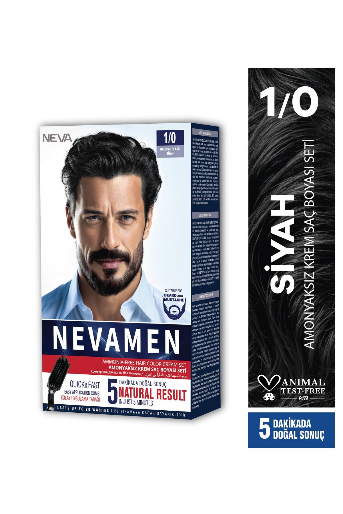 1/0 Natural Black - SİYAH Amonyaksız Krem Saç Boyası Seti