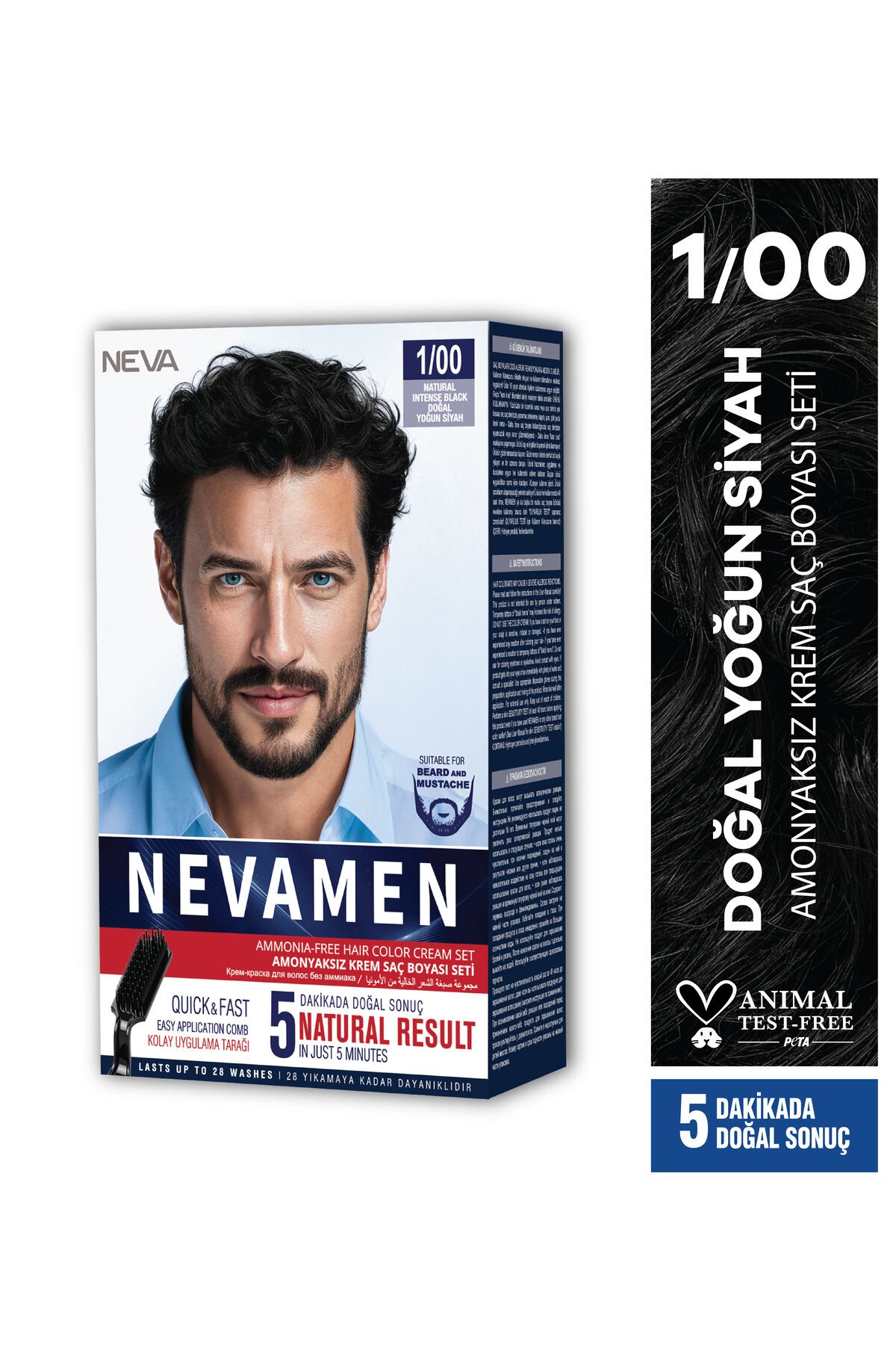 1/00 Natural Intense Black - Doğal Yoğun Siyah Amonyaksız Krem Saç Boyası Seti