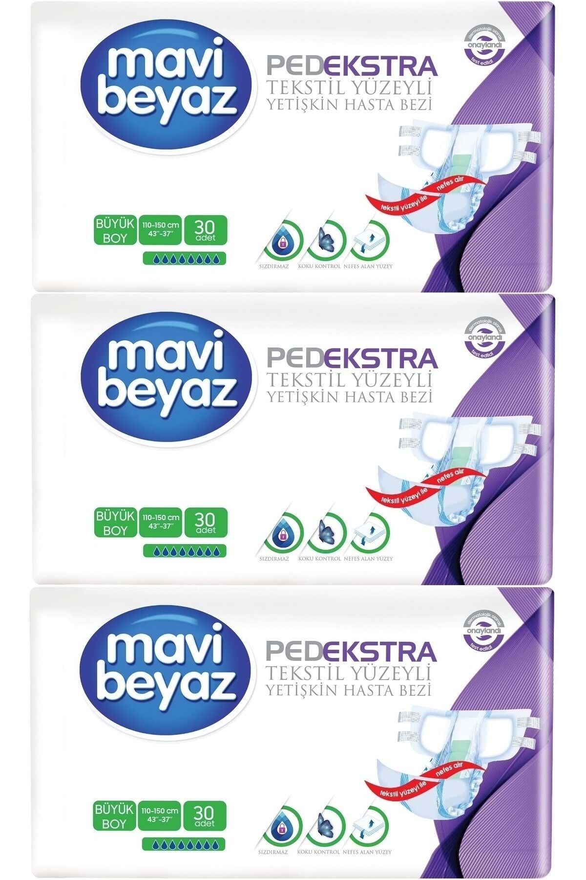 Ped Ekstra Tekstil Yüzeyli Yetişkin Bel Bantlı Hasta Bezi Large Büyük 90 Adet