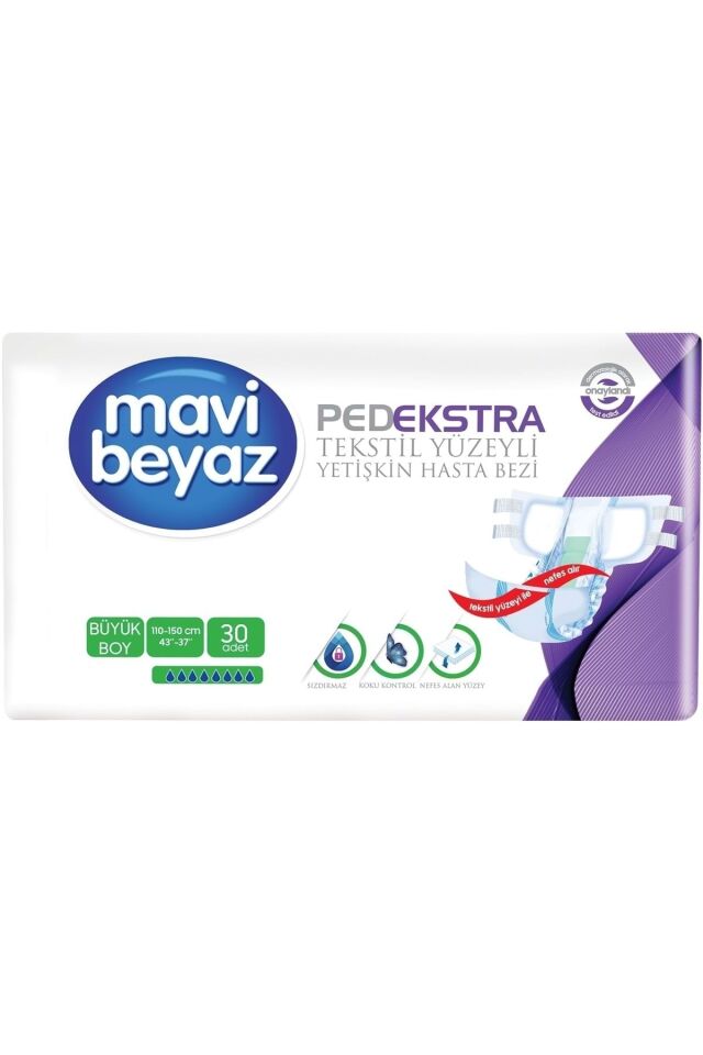 Ped Ekstra Tekstil Yüzeyli Yetişkin Bel Bantlı Hasta Bezi Large Büyük 90 Adet