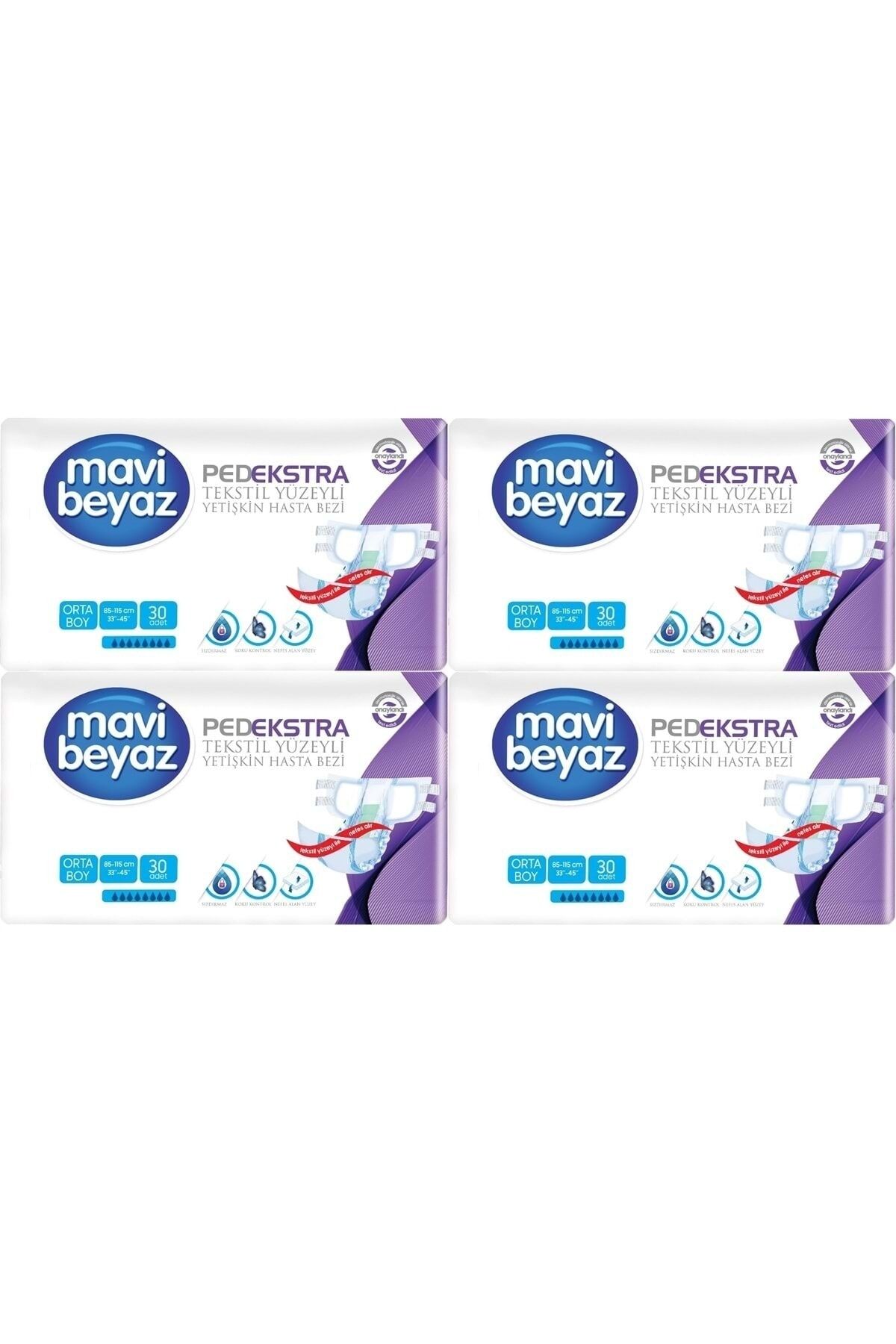 Ped Ekstra Tekstil Yüzeyli Yetişkin Bel Bantlı Hasta Bezi Medium Orta 120 Adet