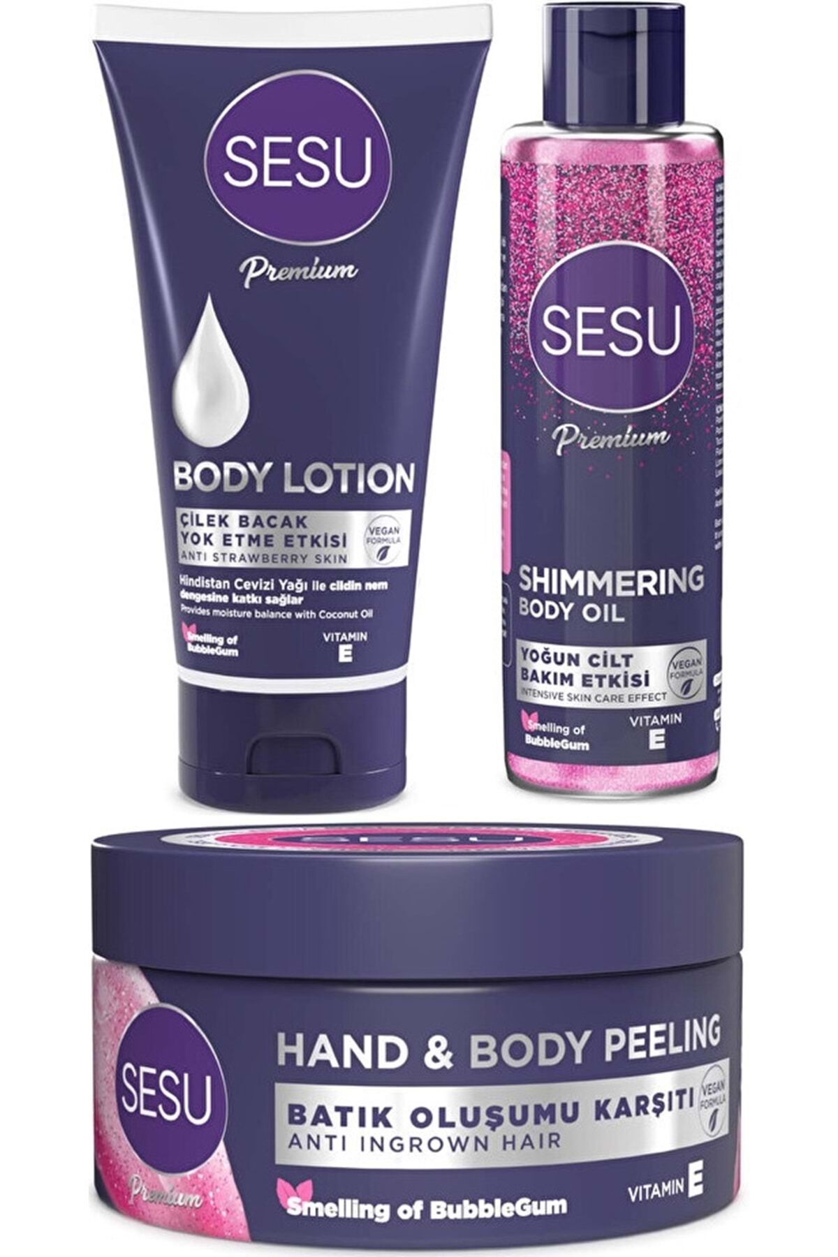 Vücut Losyonu 175ml/vücut Peelingi 250ml/simli Cilt Bakım Yağı 150ml Karma (3 LÜ SET)