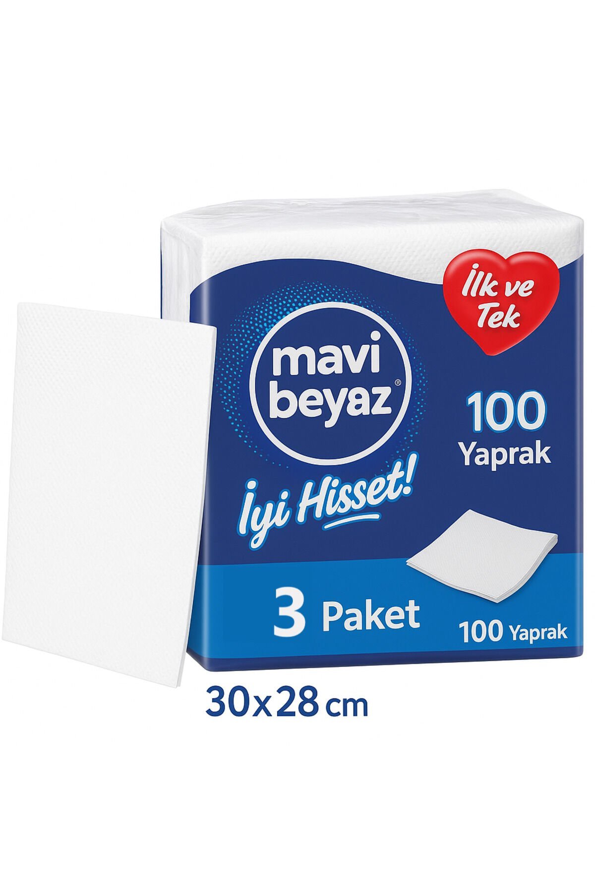 Büyük Boy Lüks Kare Servis Peçete 100 Yaprak 3 Paket UV Sterilli