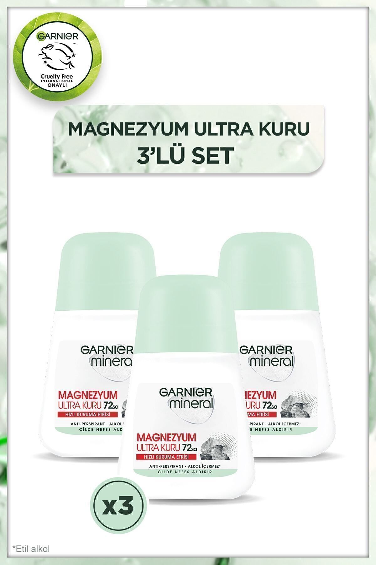 Mineral Magnezyum Ultra Kuru Roll-On Deodorant, 72 Saat Etkili x3 Adet