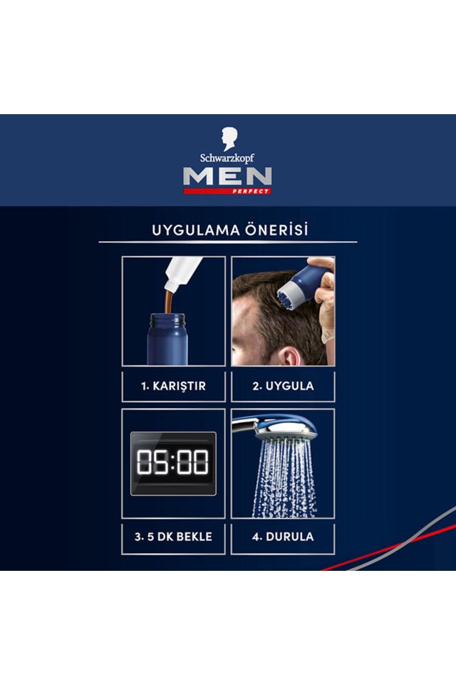 Schwarzkopf Men Perfect Saç Boyası 90- Siyah-Kolay ve Hızlı Beyaz Kapama - 3 Adet