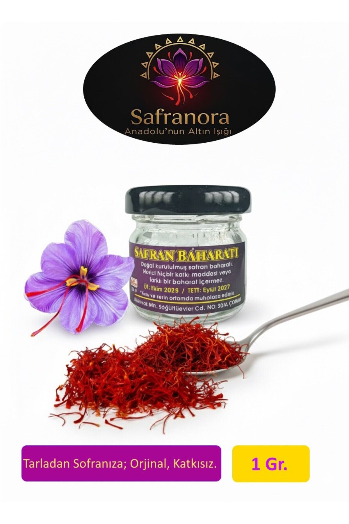 Türk Safranı Orjinal A Kalite Safran Baharatı 1 Gr. Orjinal, Katkısız, Doğal