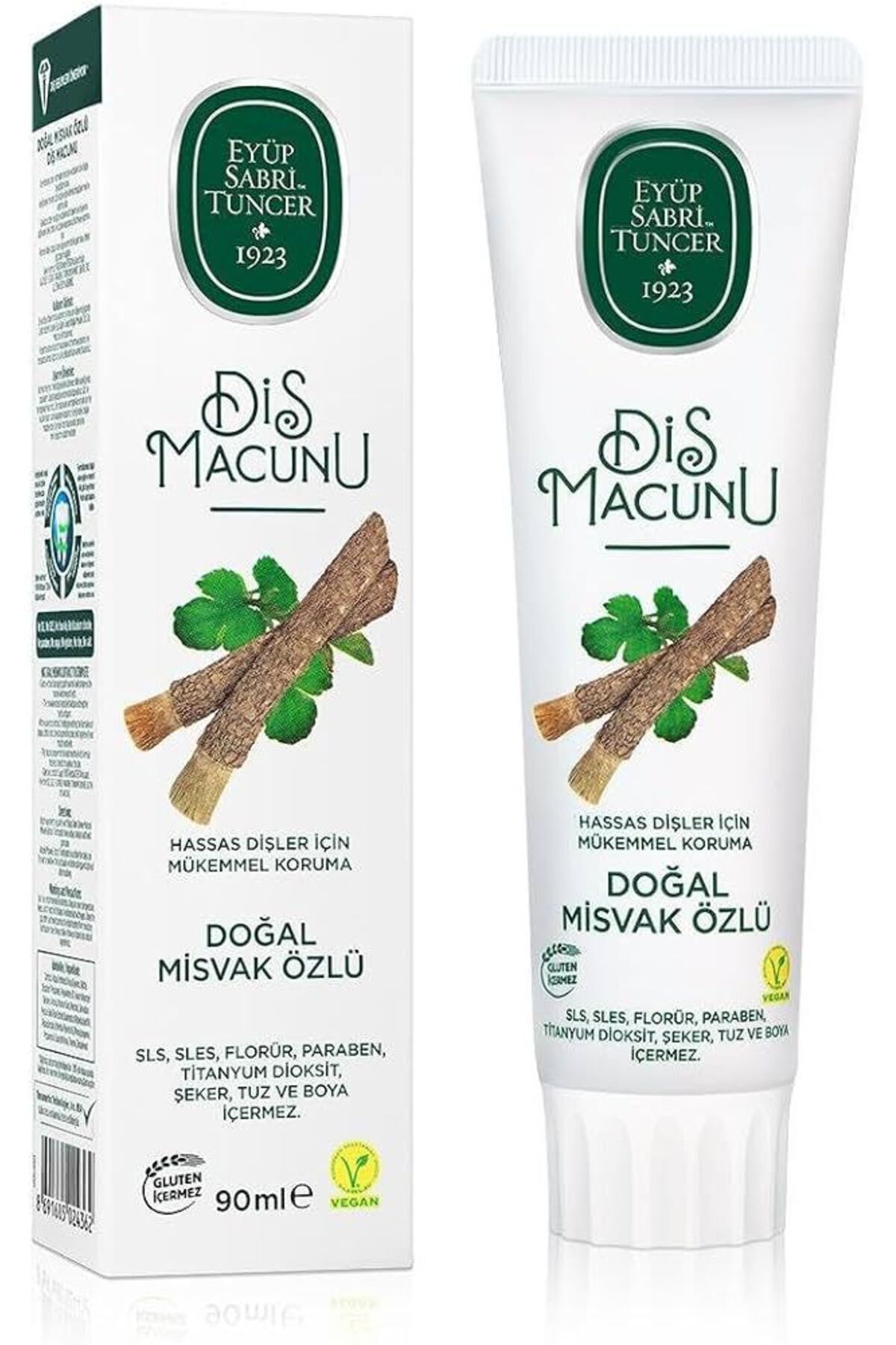 DOĞAL MİSVAK ÖZLÜ DİŞ MACUNU GLUTEN İÇERMEZ HASSAS DİŞLER 90 ML