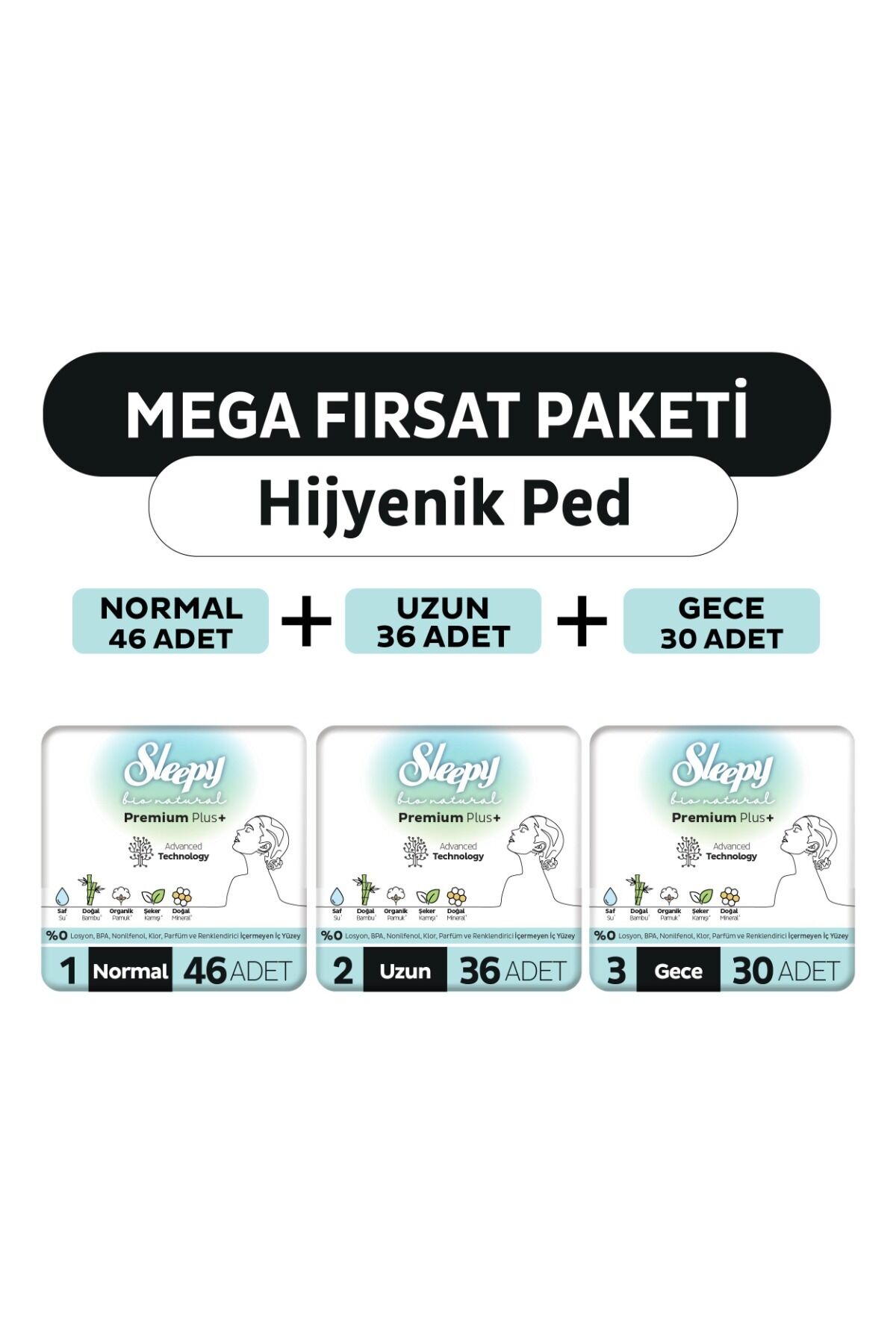 Bio Natural Premium Plus Hijyenik Ped Mega Fırsat Paketi 112 Adet